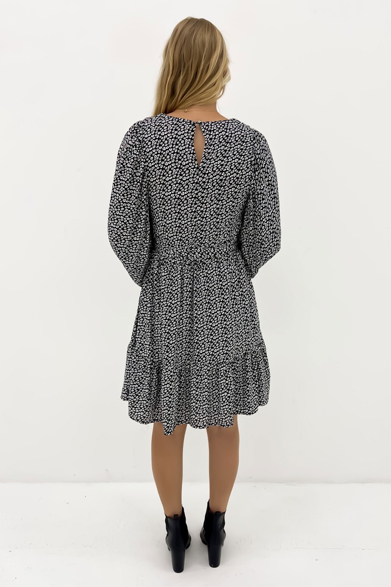 Nicolette Puff Sleeve Dress Boho Animal