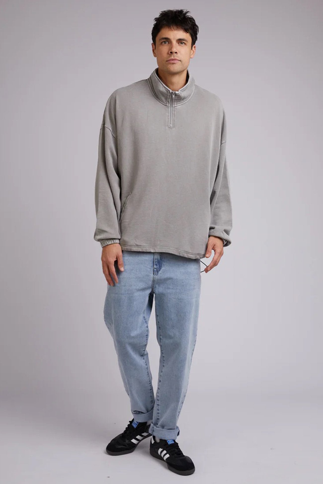 Oversized 1/4 Zip Jumper Grey