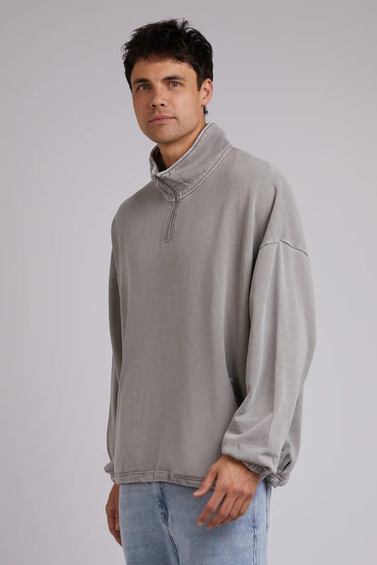 Oversized 1/4 Zip Jumper Grey