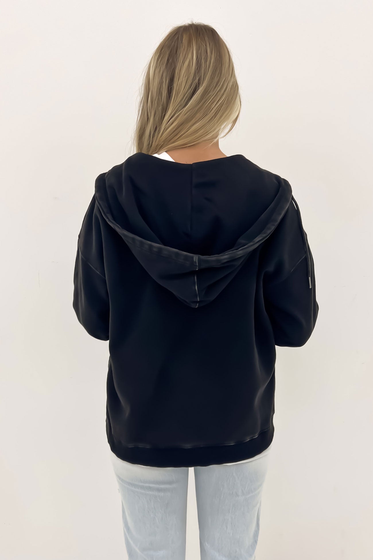 Oversized Zip Thru Hoody Washed Black