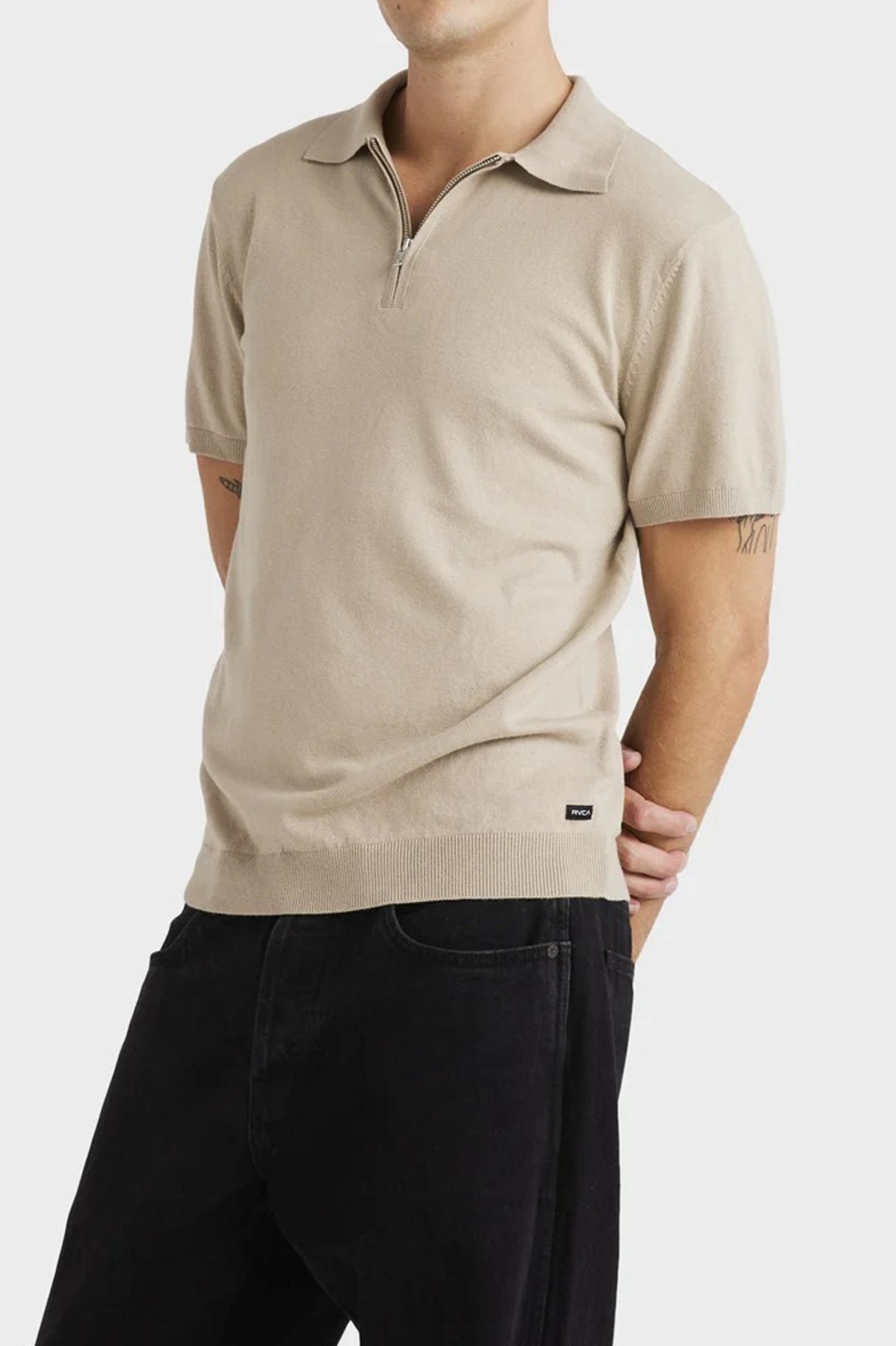 Quarter Zip Knit Light Khaki