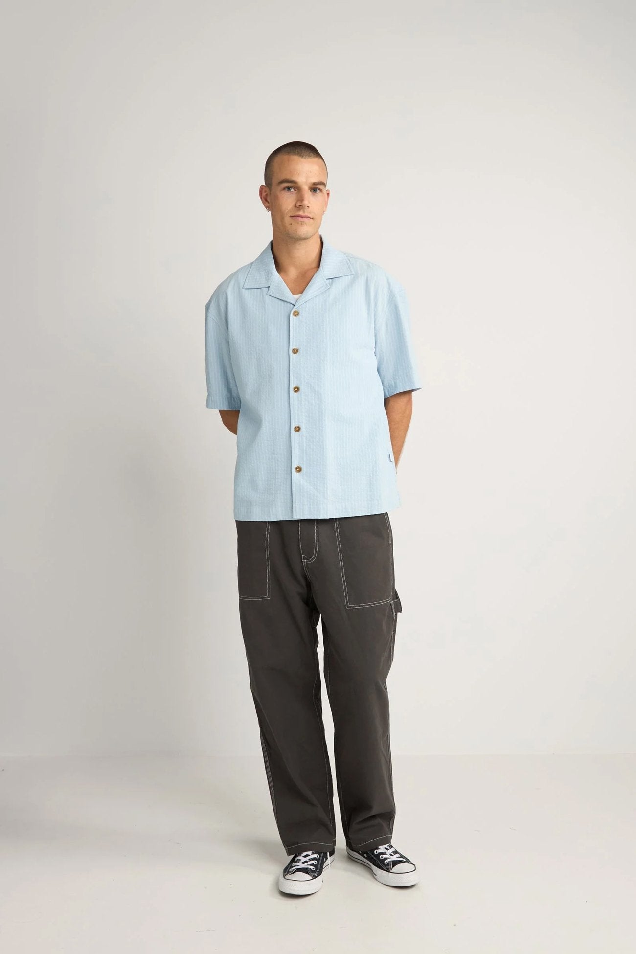 Relaxed Check Short Sleeve Shirt Blue