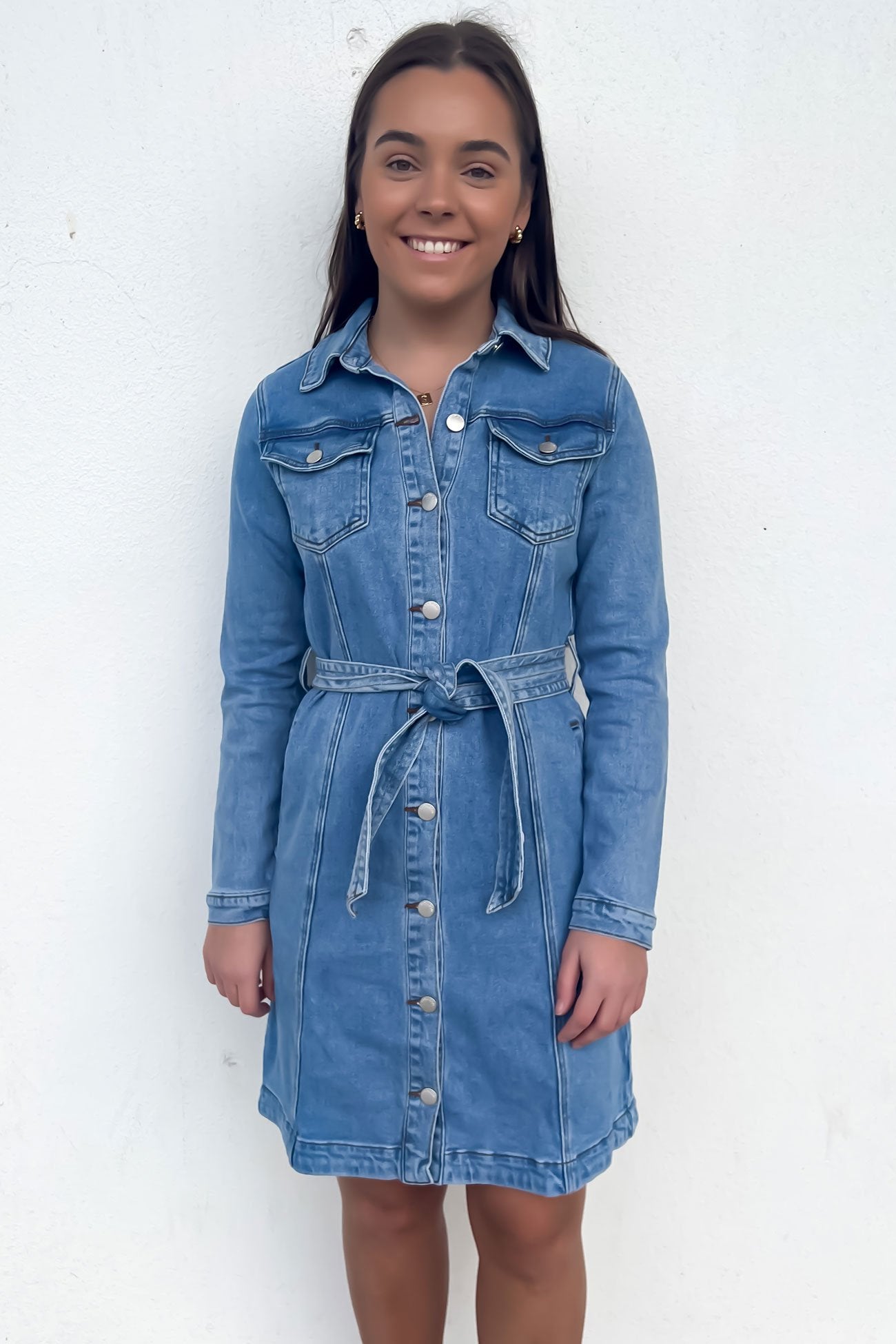 Riley Denim Dress Mid Blue