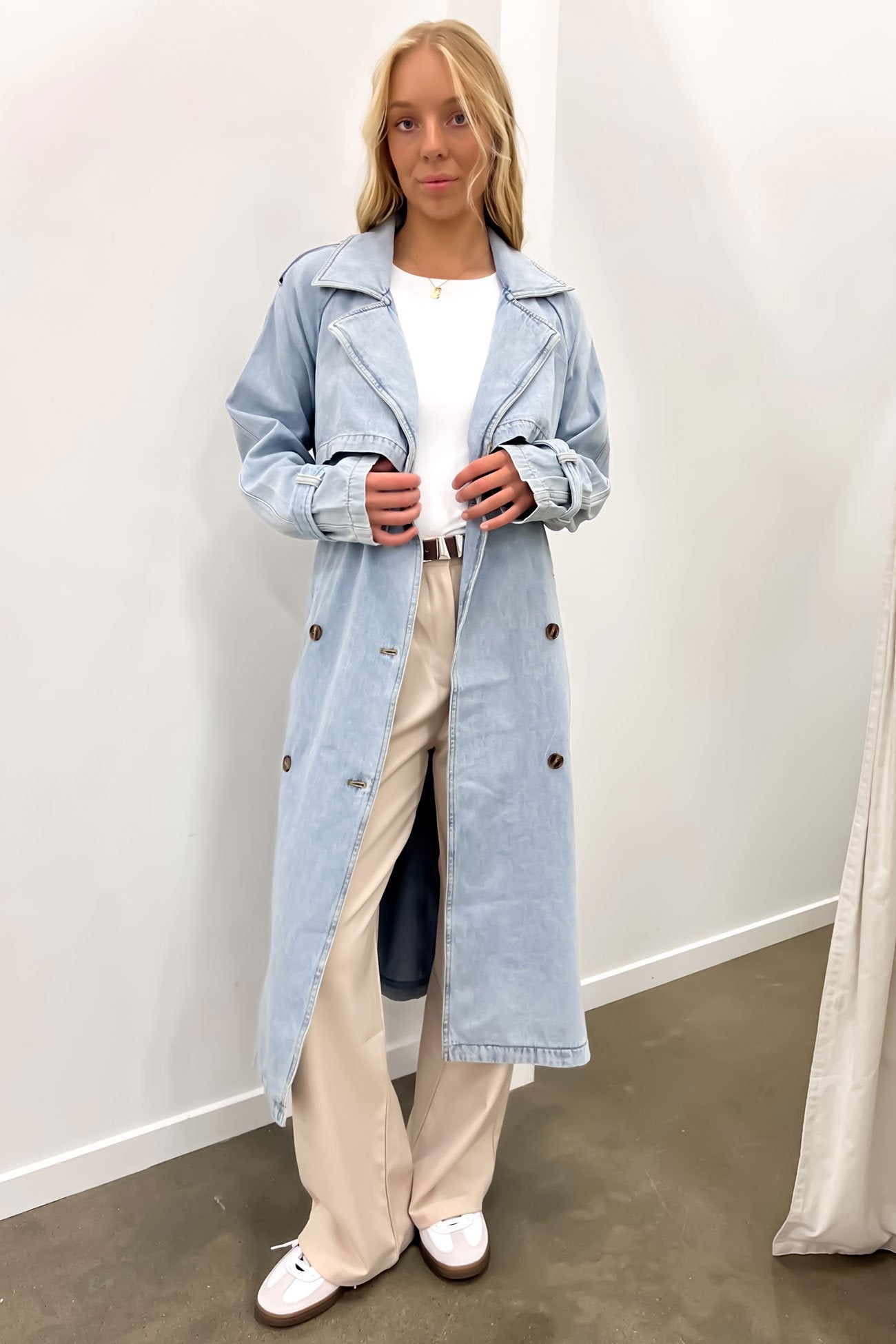 Rio Trench Coat Light Blue