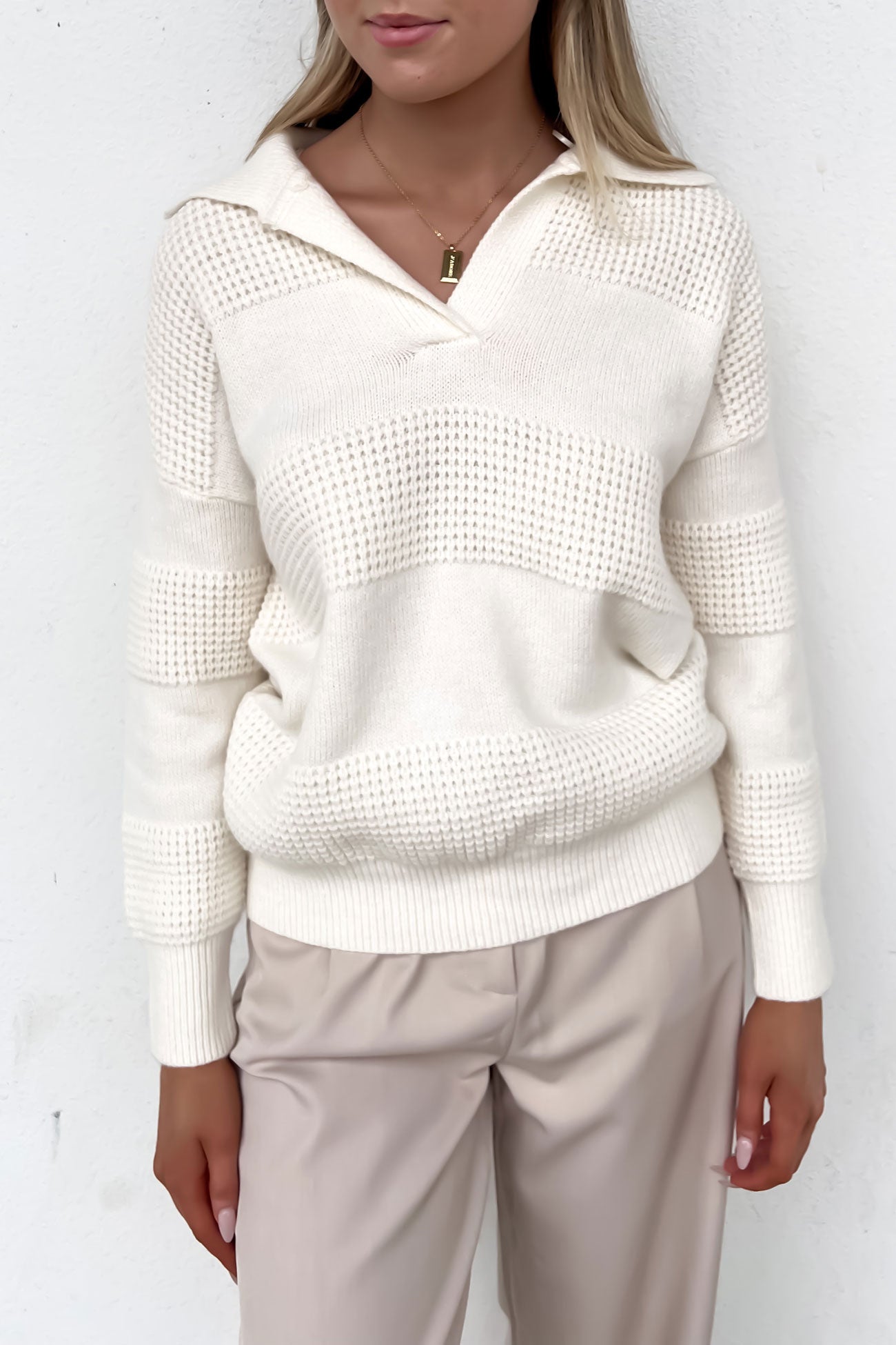 Rosie Rugby Knit White