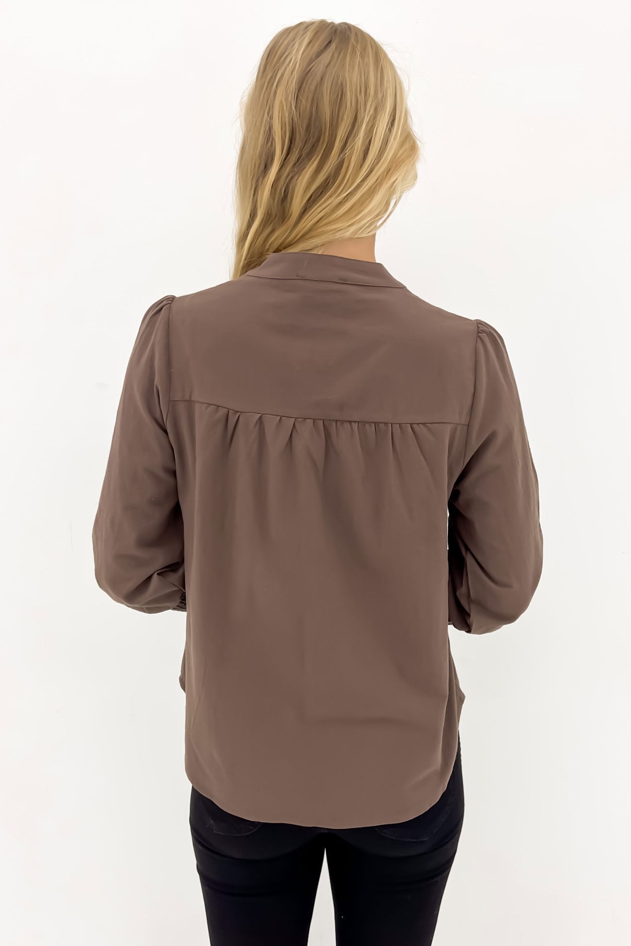 Roxy Shirred Cuff Blouse Chocolate