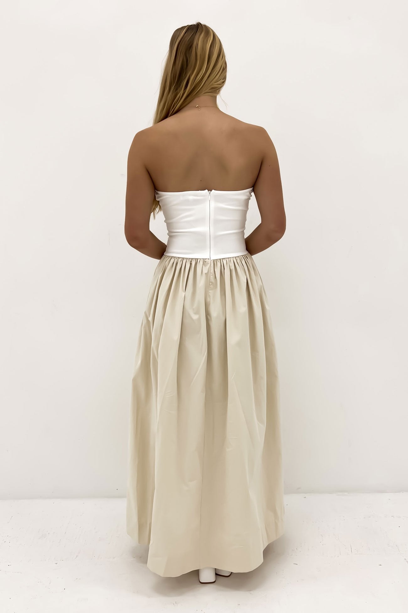 Samara Maxi Dress Beige White