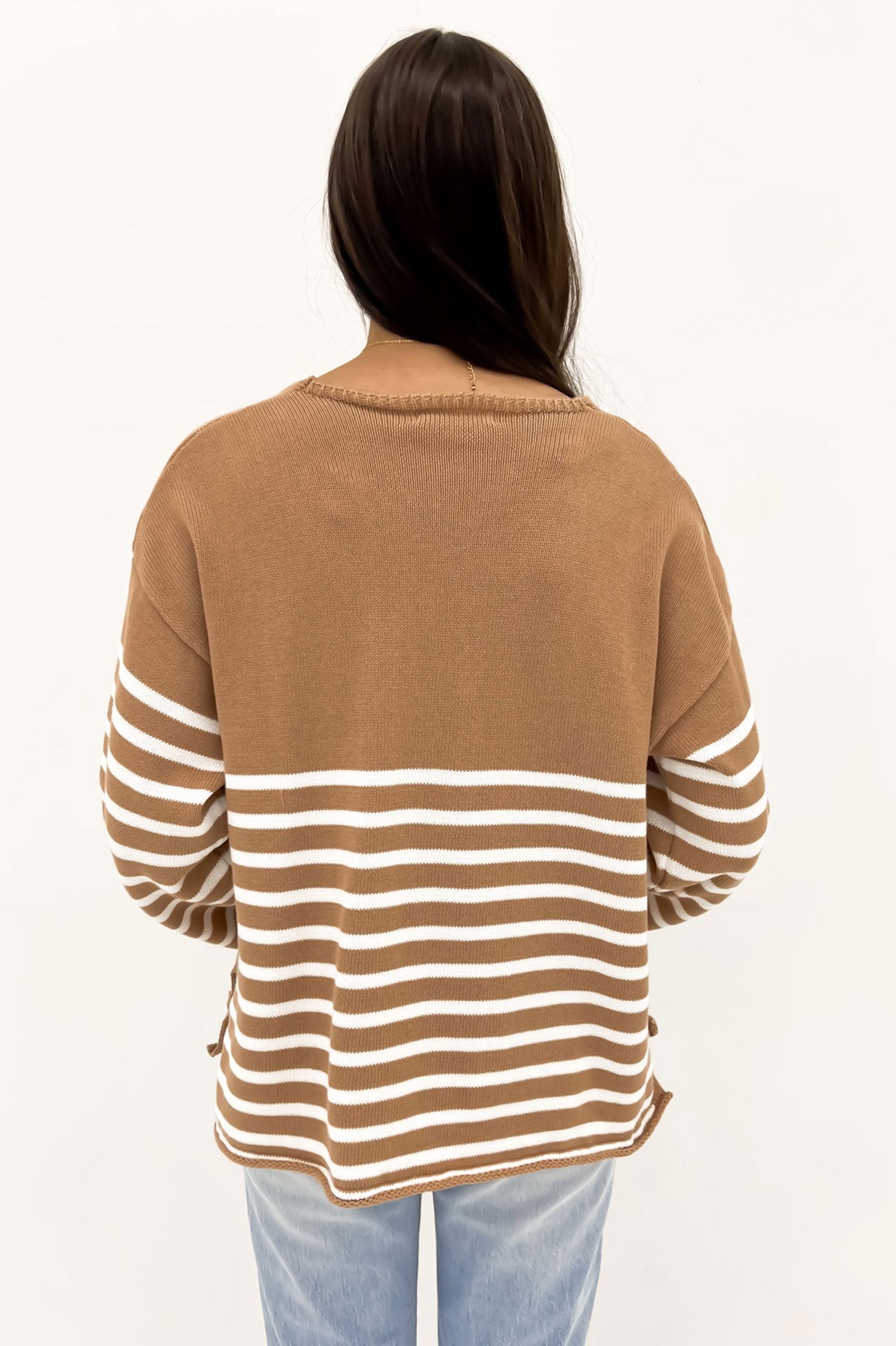 Sarah Knit Camel Stripe