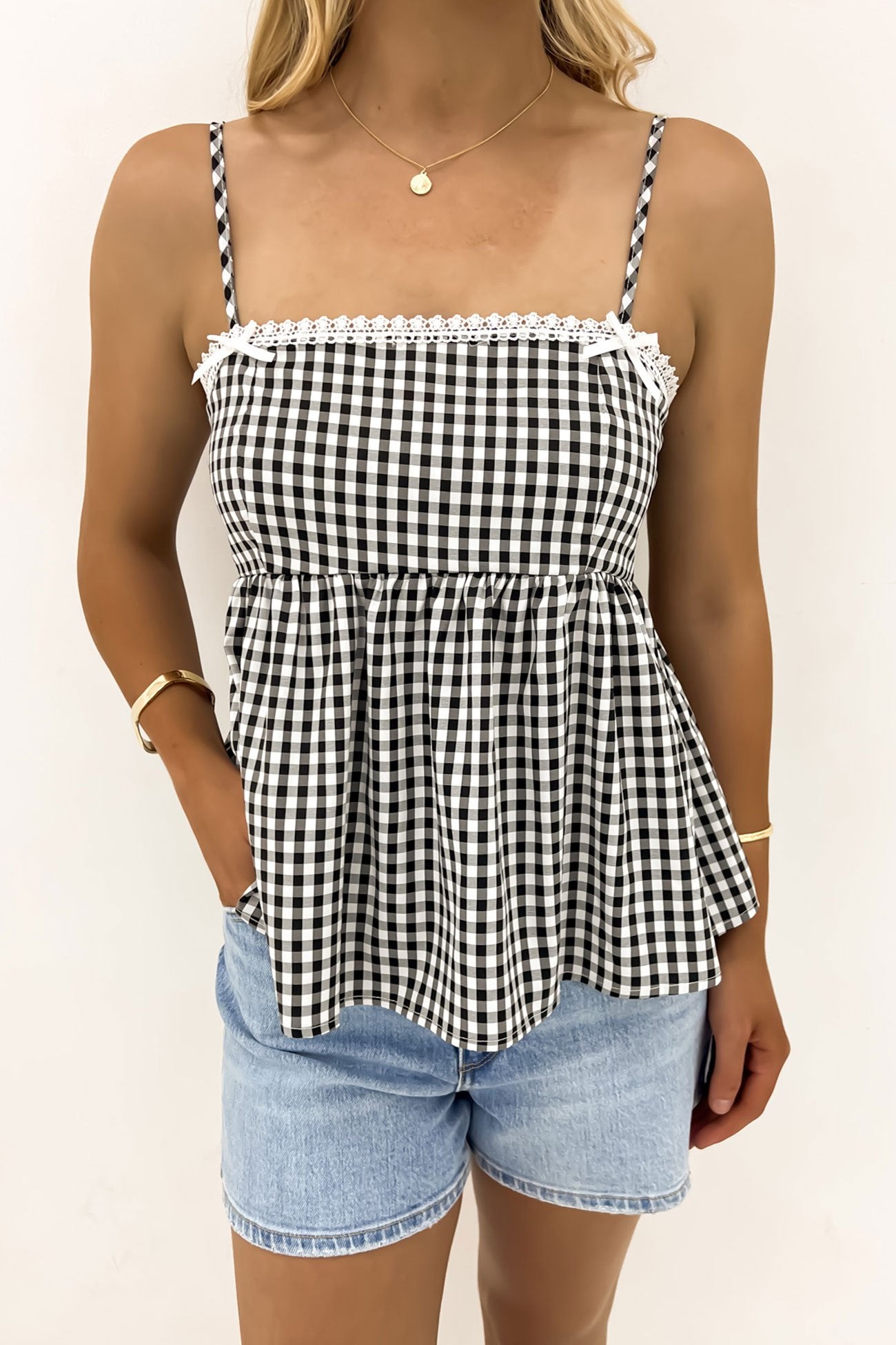 Savannah Top Black Check