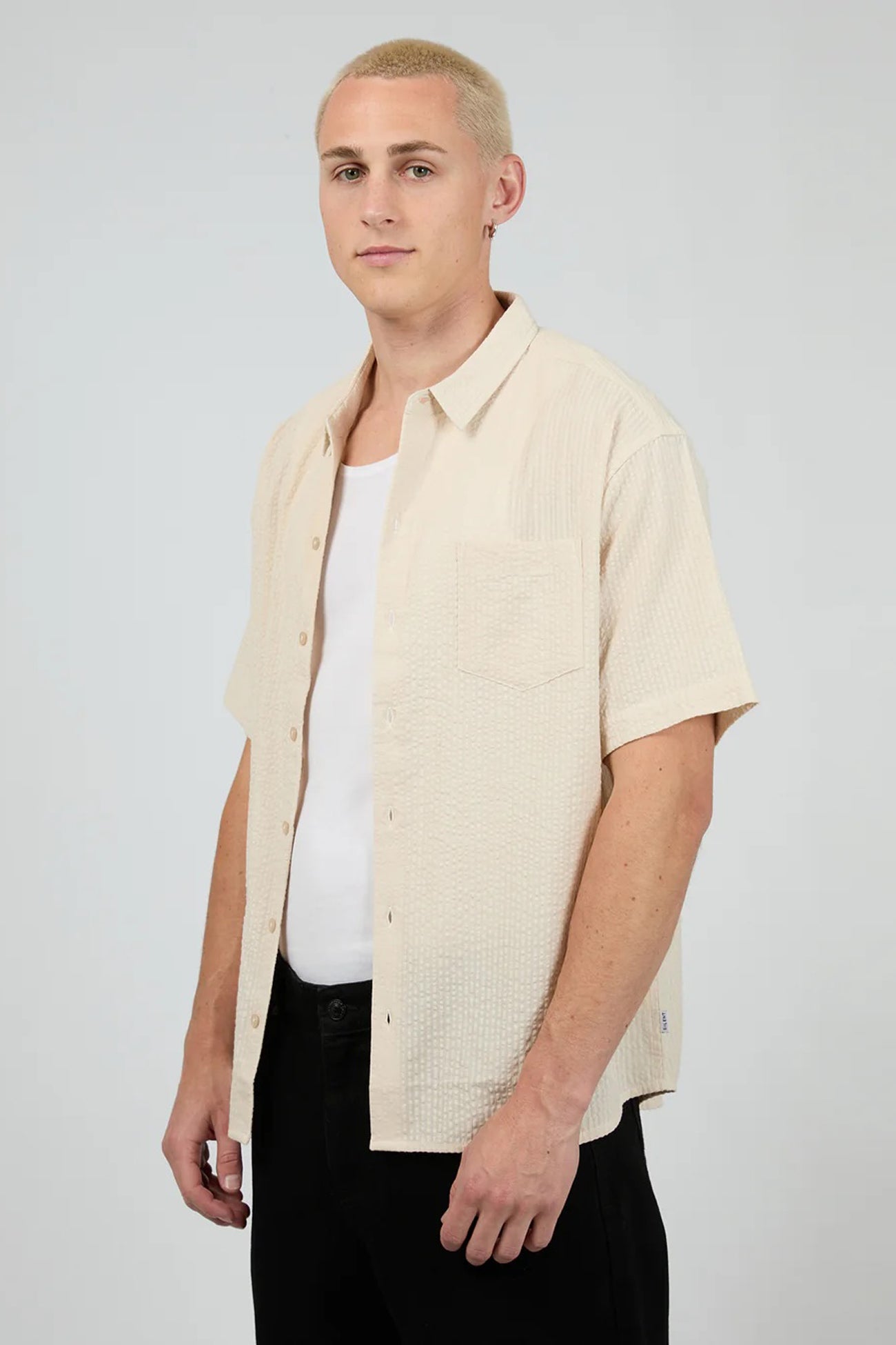 Seersucker Short Sleeve Shirt Chalk