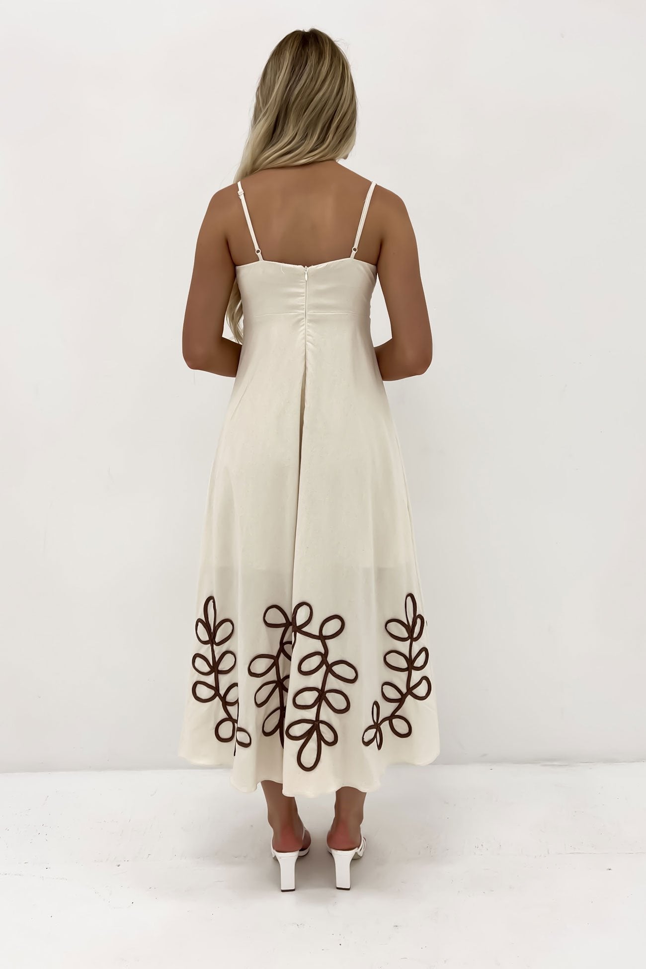 Selena Midi Dress Beige Brown