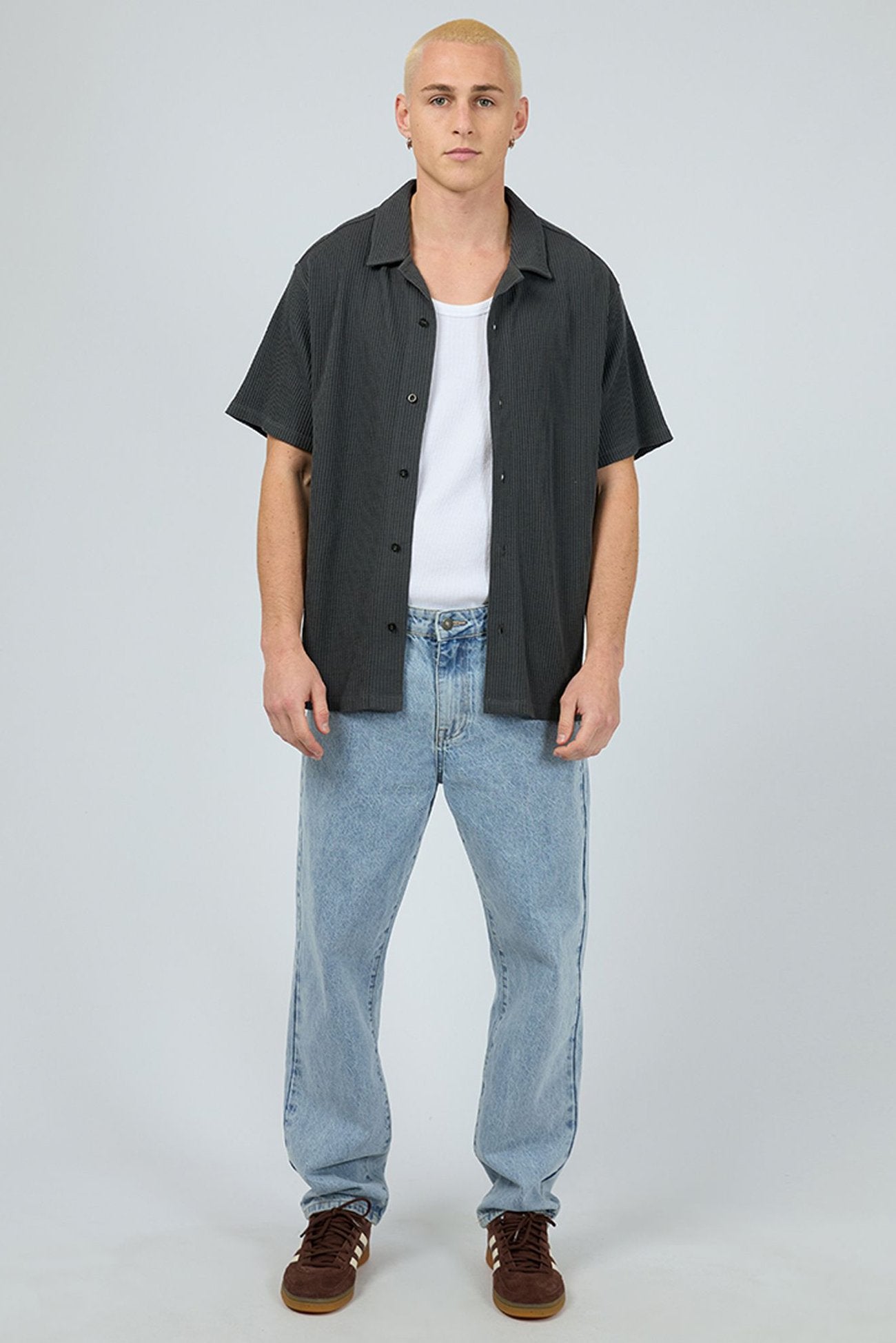 Session Waffle Short Sleeve Shirt Charcoal