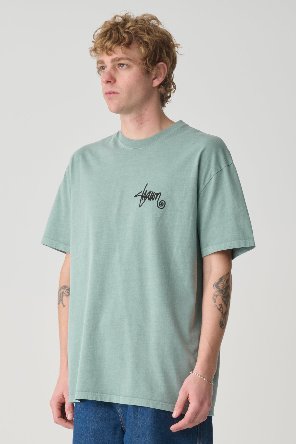 Shawn Script Tee Washed Sage