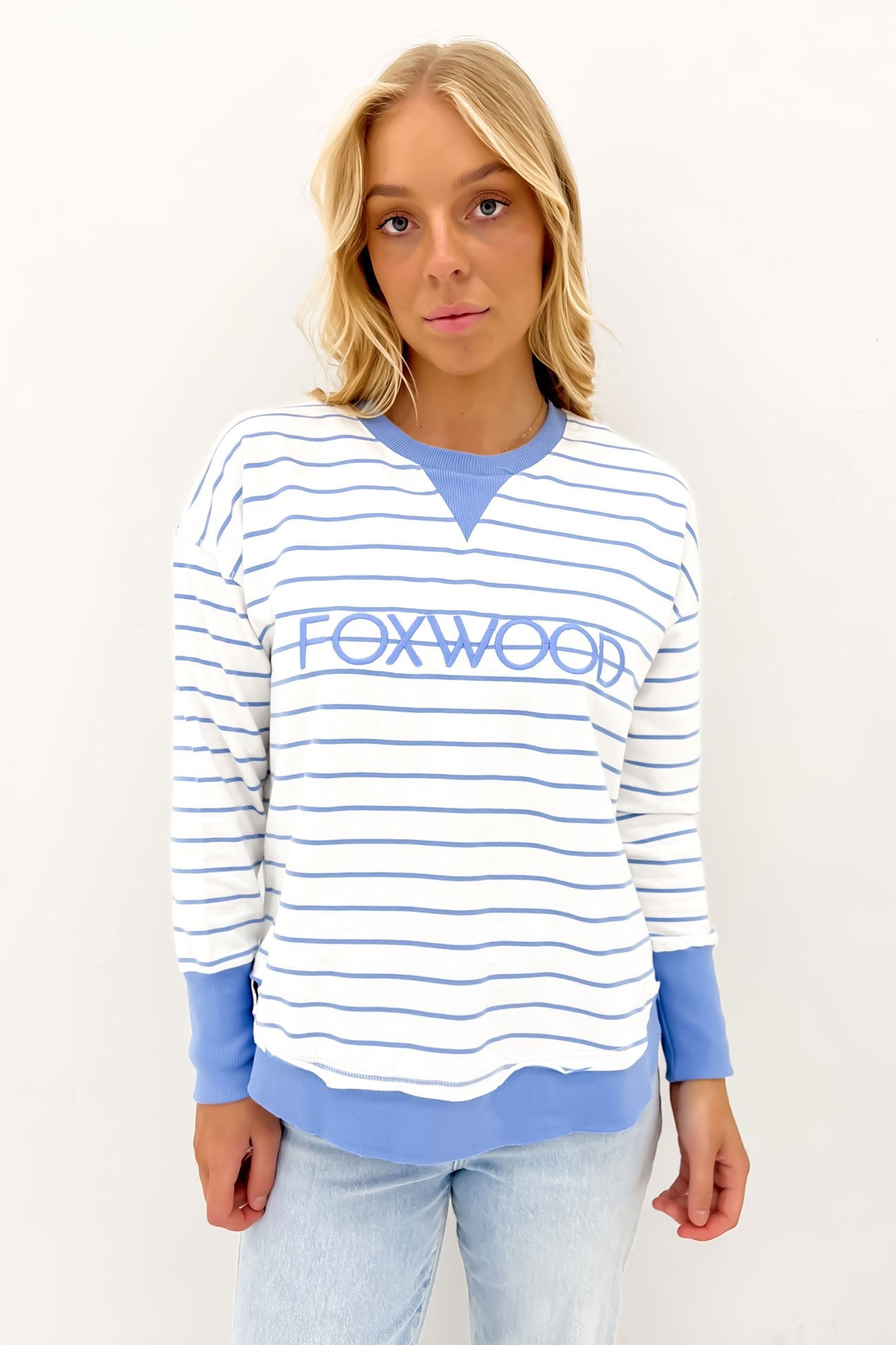 Simplified Stripe Crew Blue White Stripe