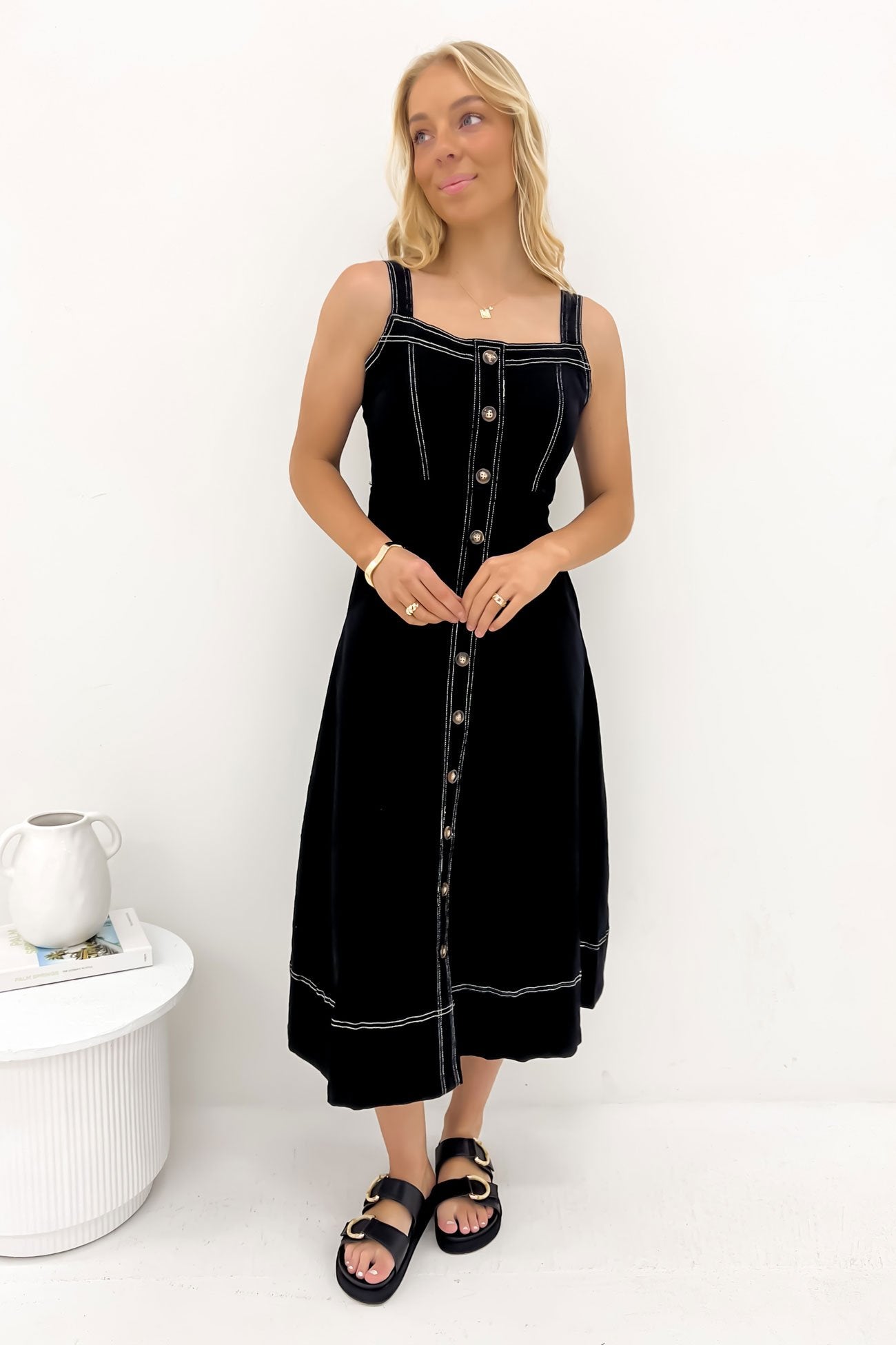 Siobhan Denim Midi Dress Black