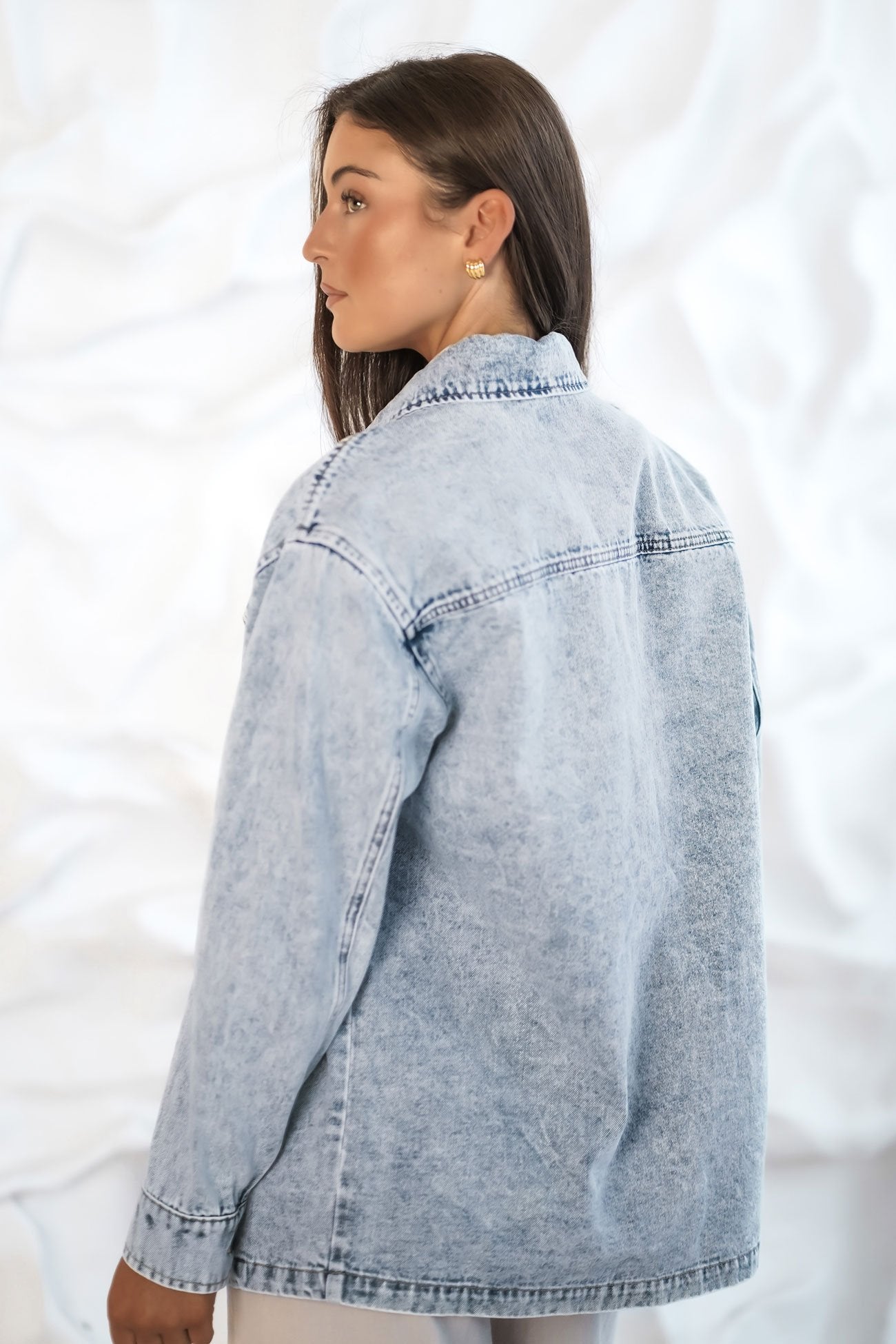 Skylar Denim Shacket Sky Blue