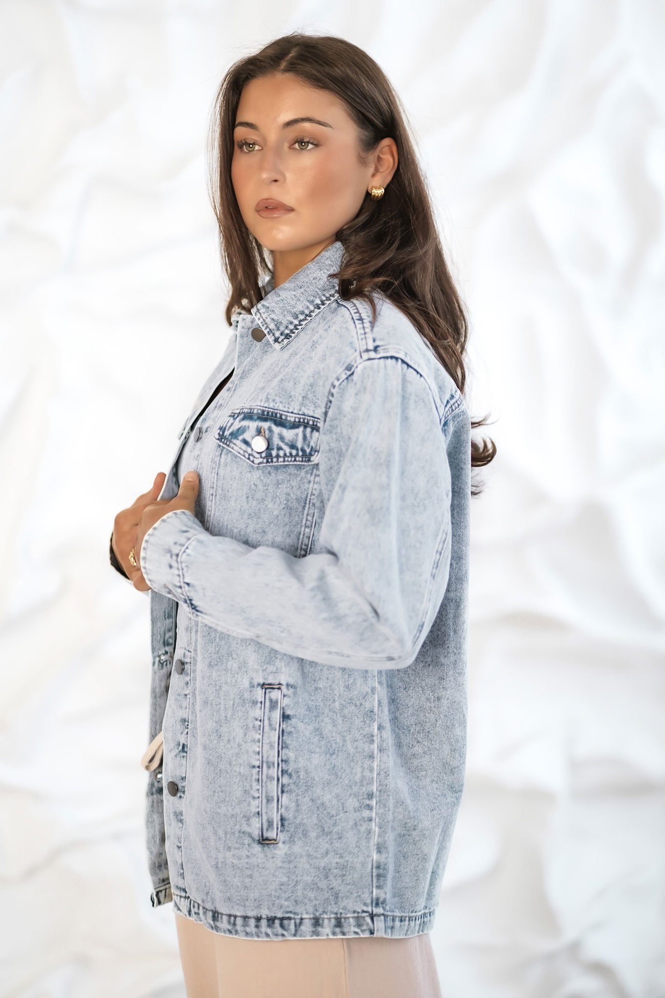 Skylar Denim Shacket Sky Blue