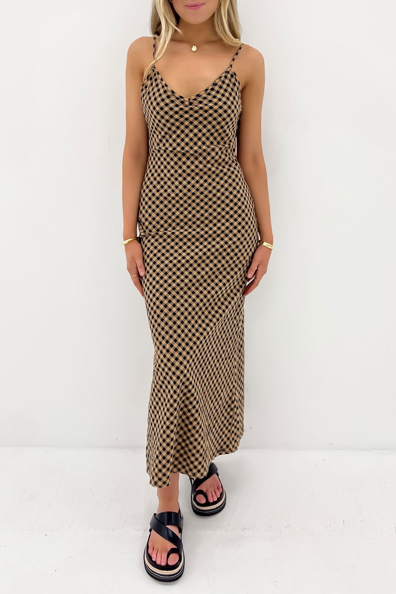 Slippy Dress Chestnut Brown