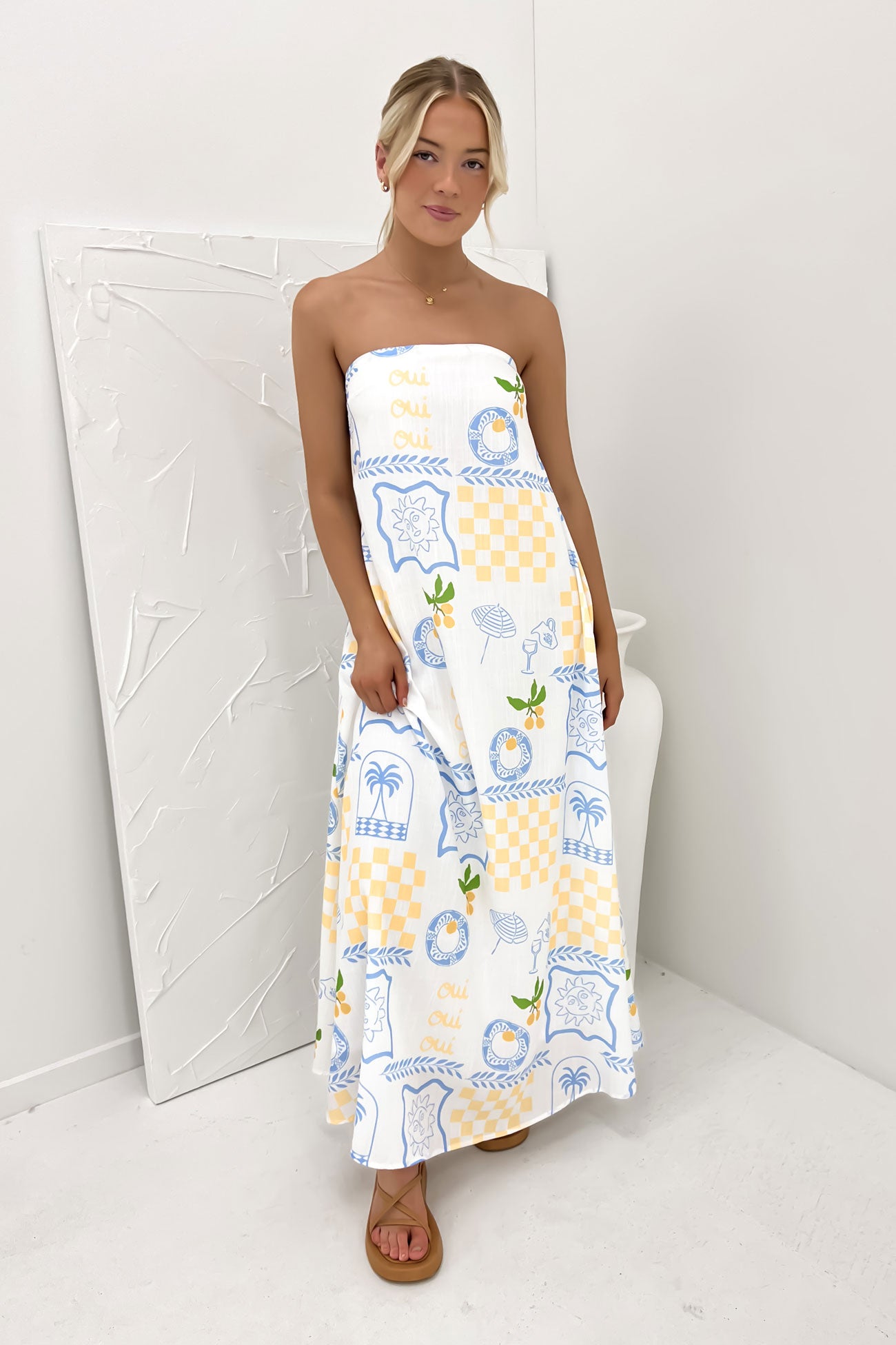 Sloane Maxi Dress Blue Yellow Holiday