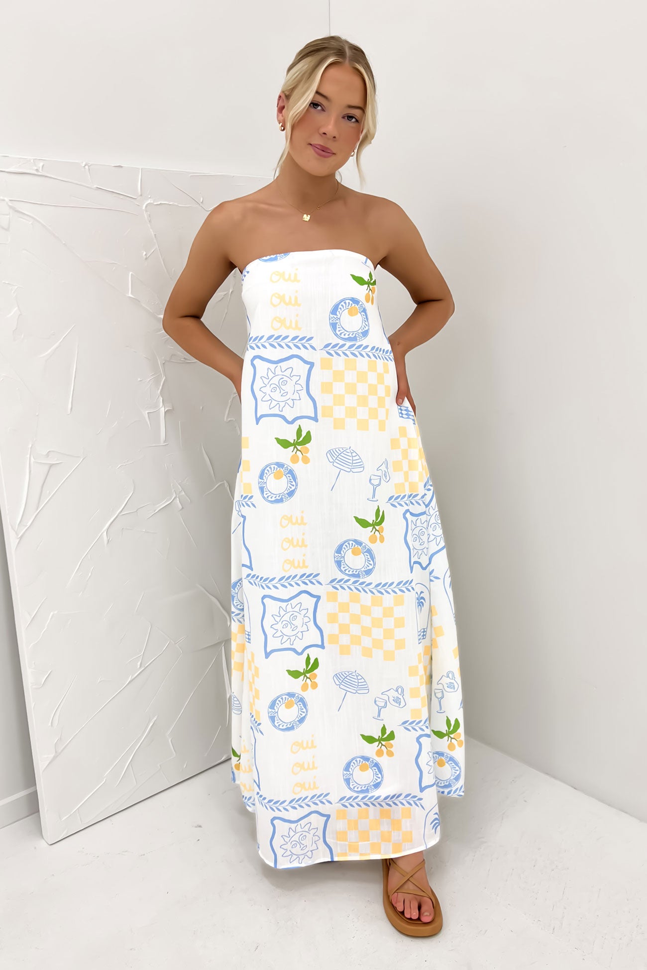 Sloane Maxi Dress Blue Yellow Holiday