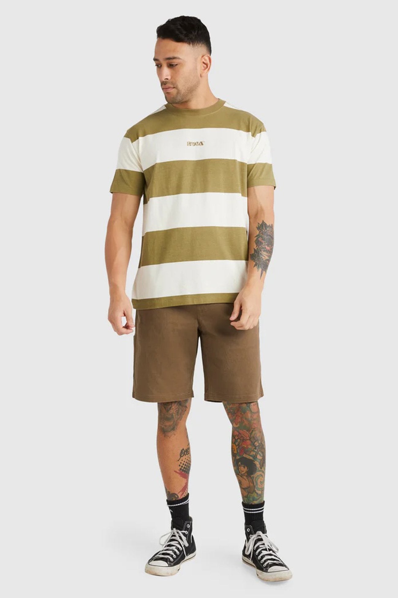 Spring Hit Stripe Short Sleeve Tee Herb