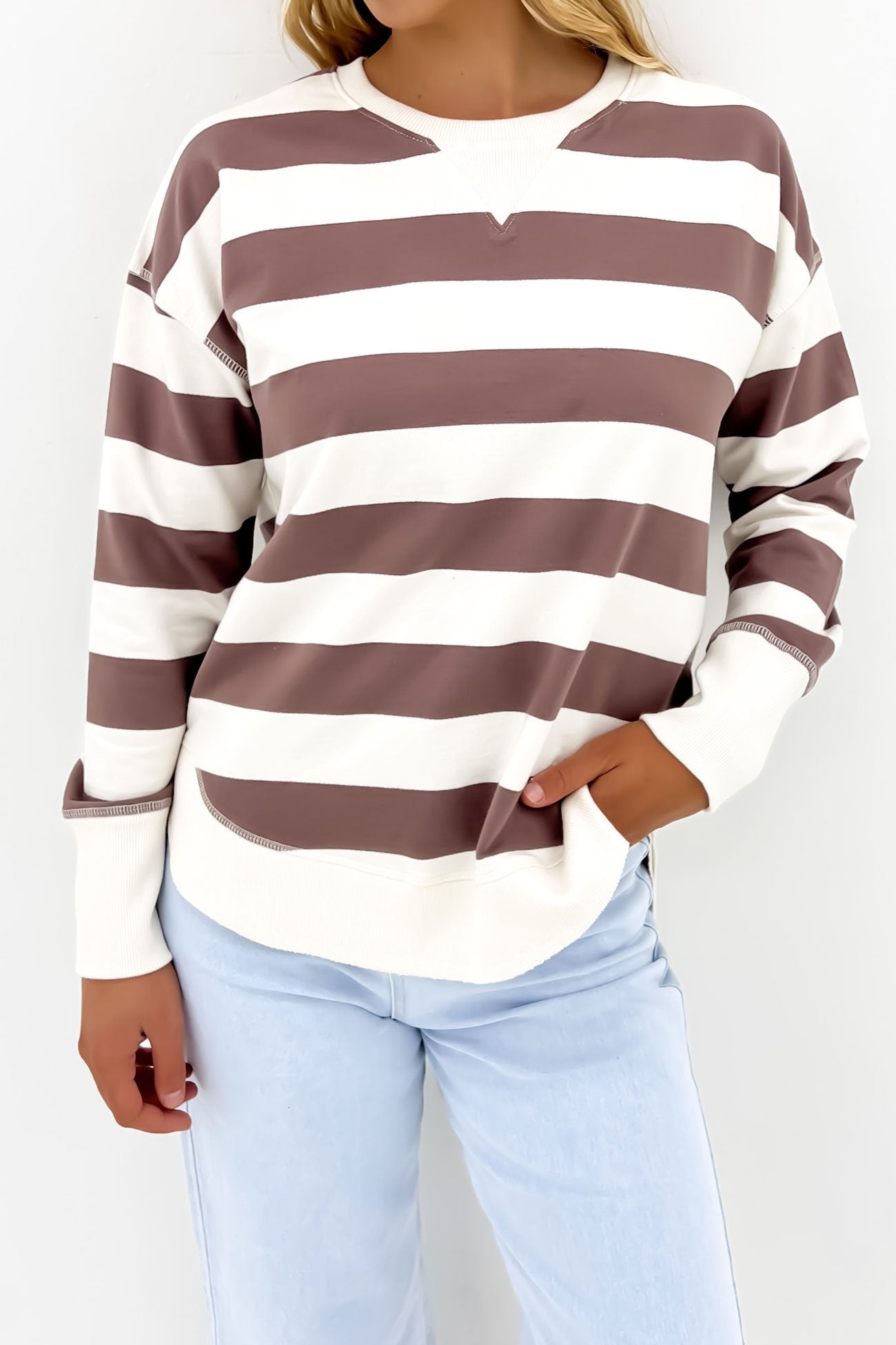 Striped Delilah Crew Mocha