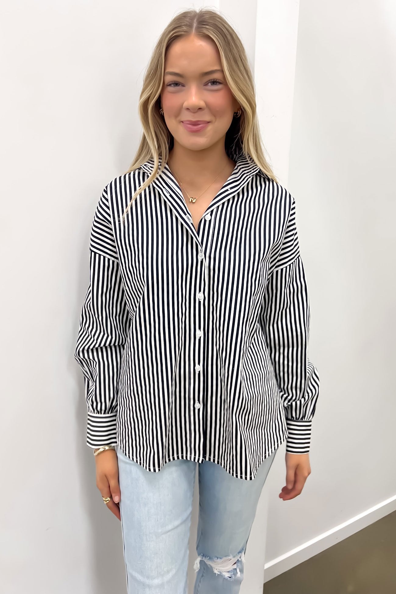 Tammy Shirt Black White Stripe