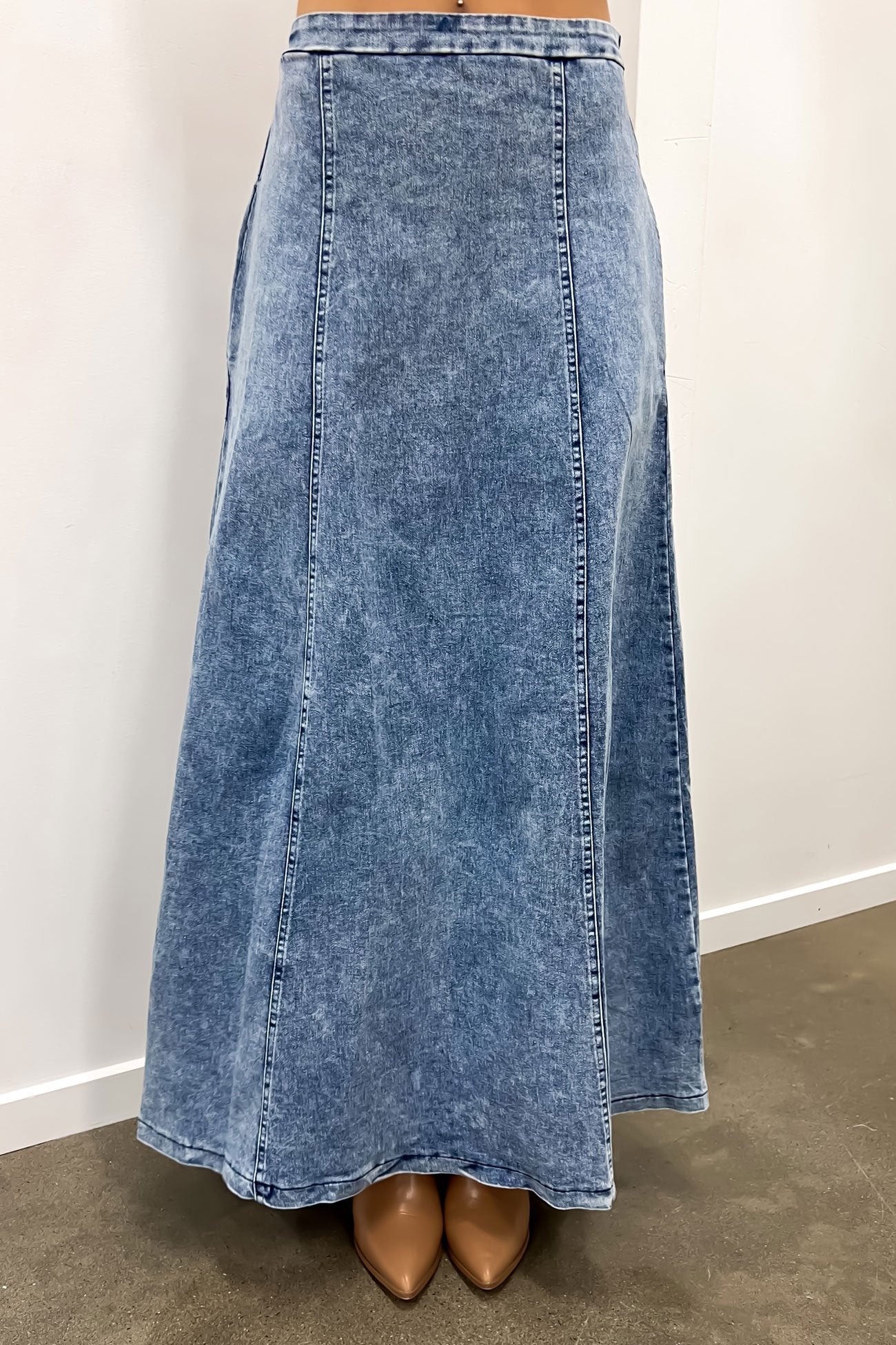 Taylor Denim Maxi Skirt Blue