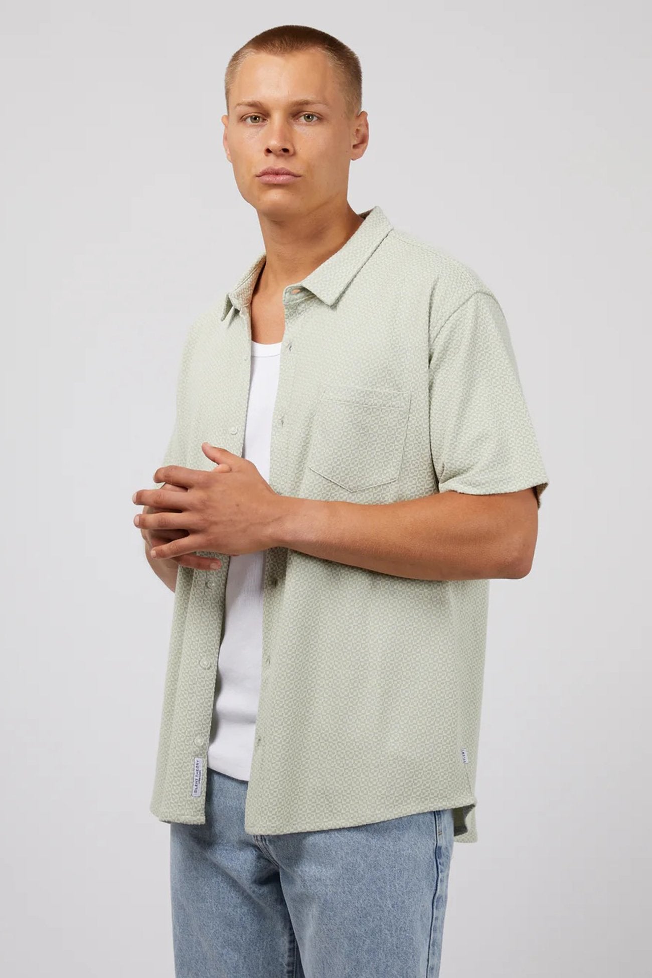 Textured Short Sleeve Shirt Sage