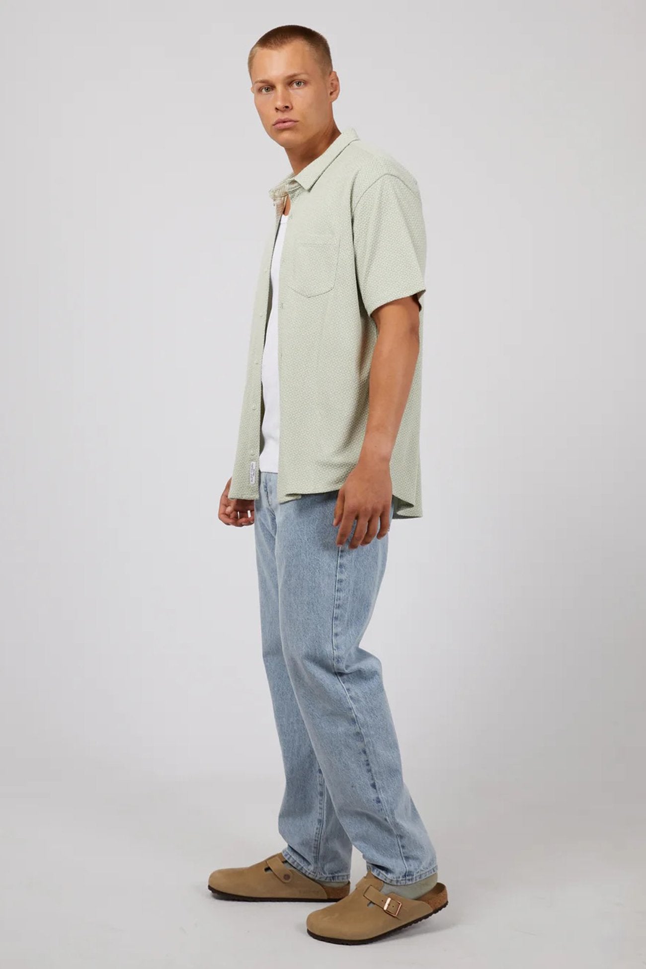 Textured Short Sleeve Shirt Sage