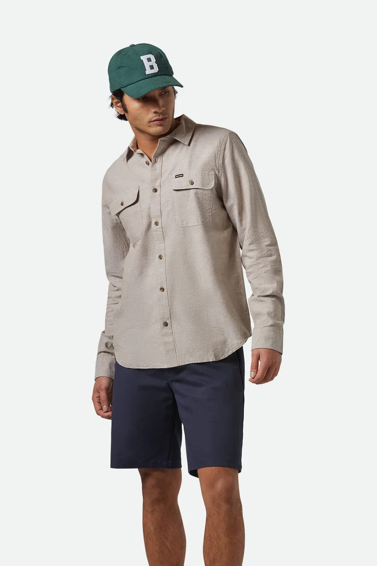 The Daily Cotton Long Sleeve Woven Shirt Khaki