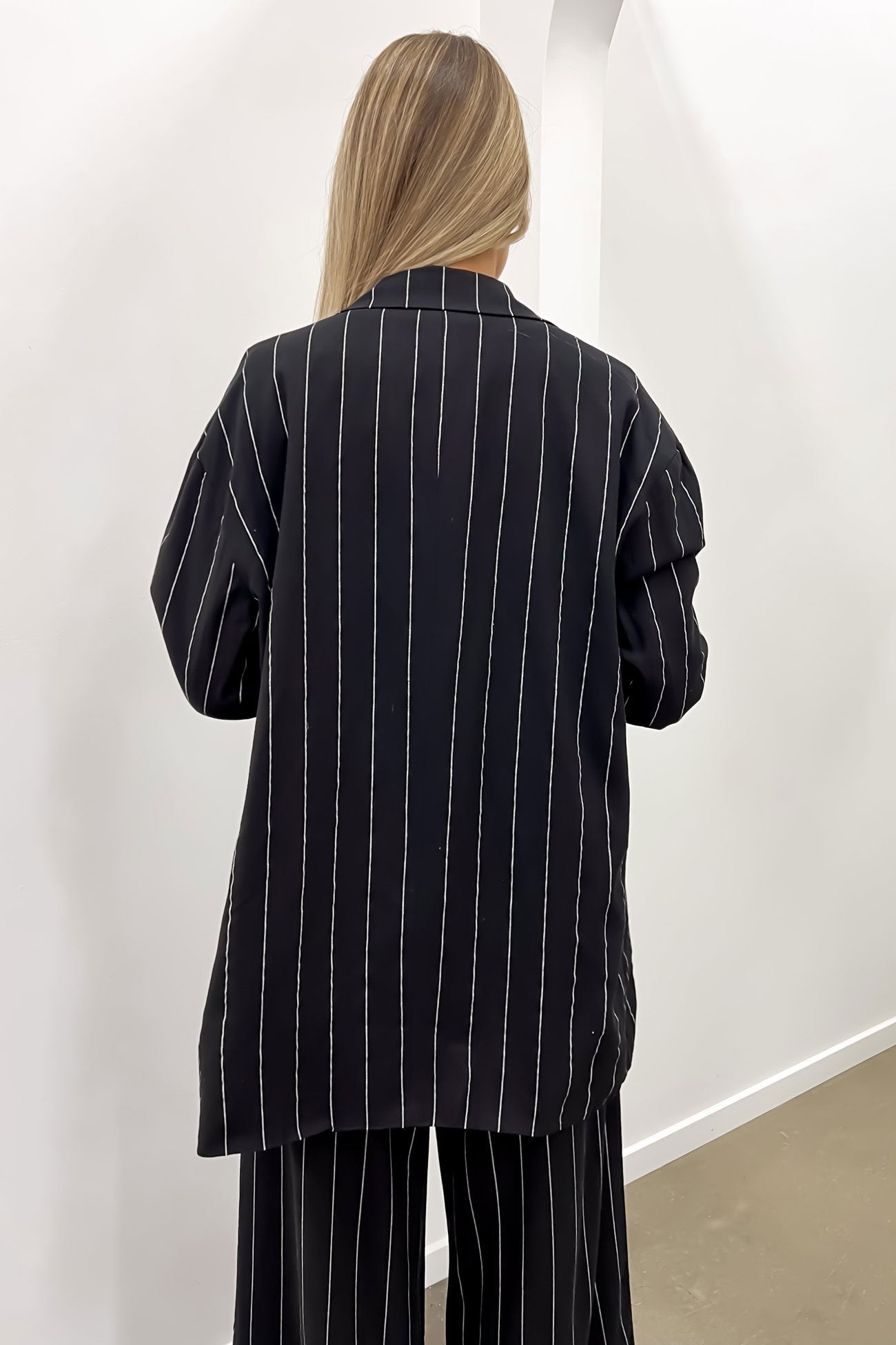 Thea Blazer Black Pinstripe