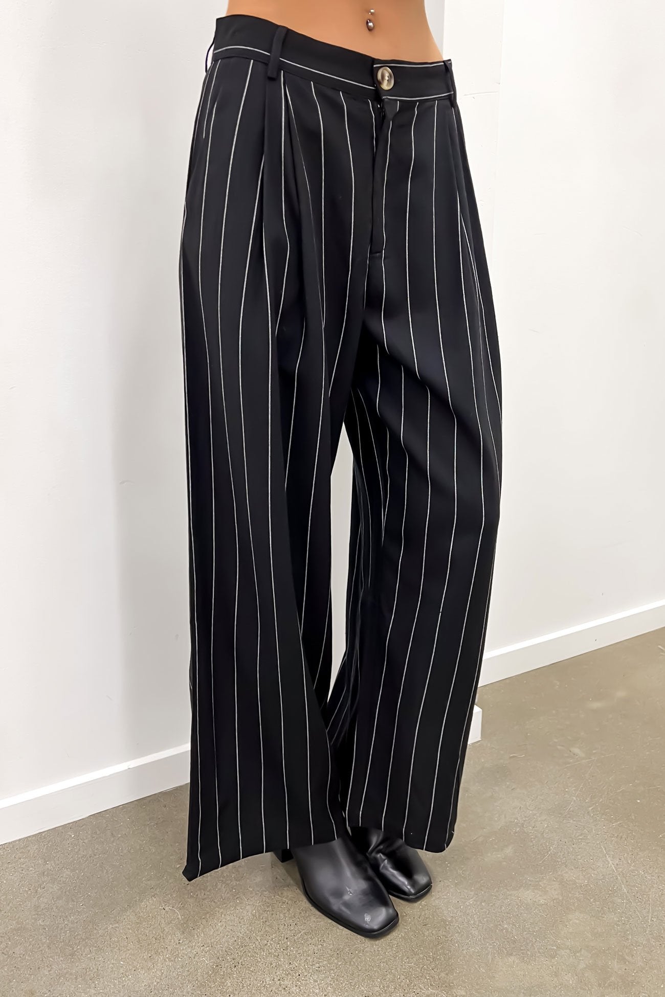 Thea Pant Black Pinstripe