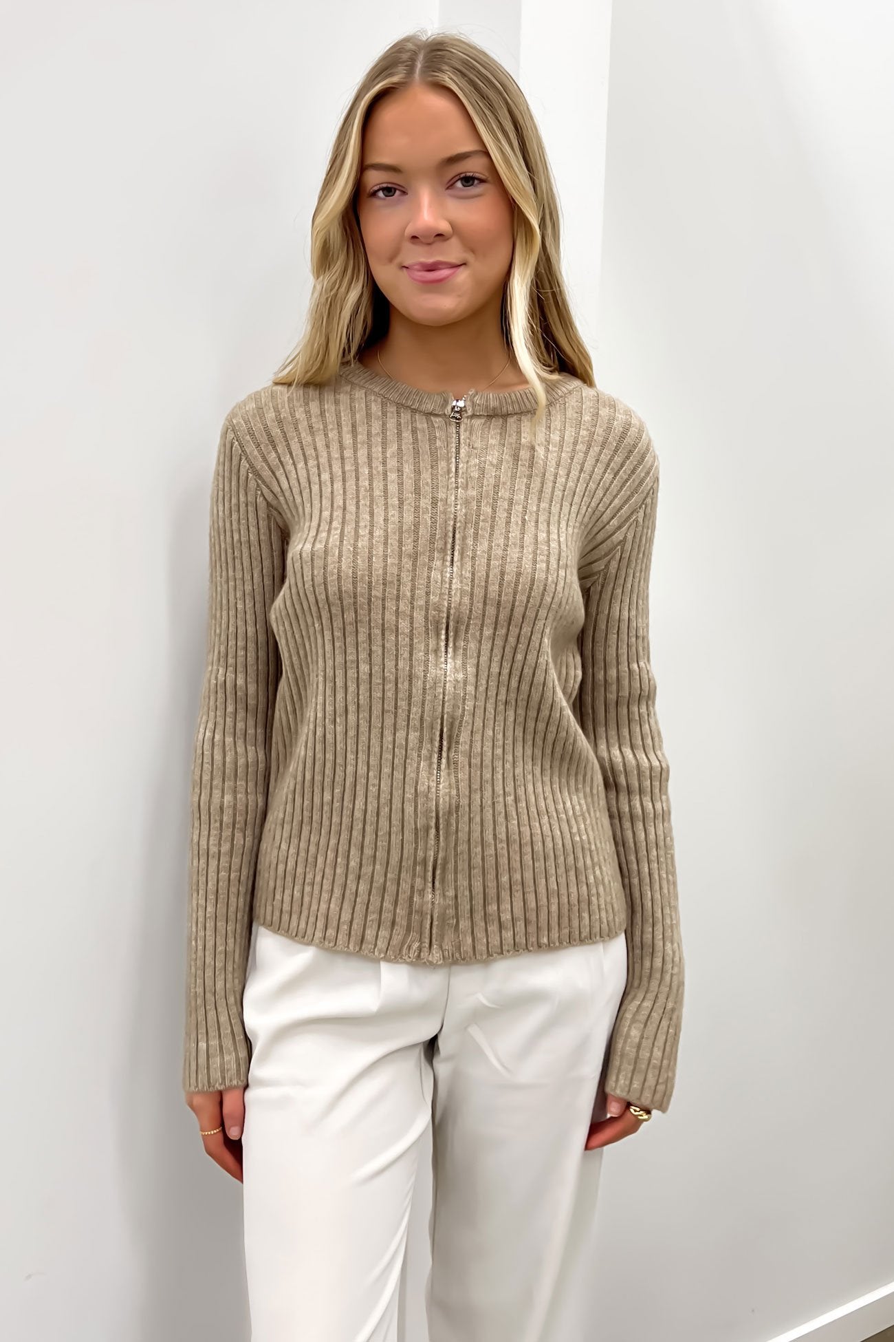 Thomas Knit Zip Jumper Mocha