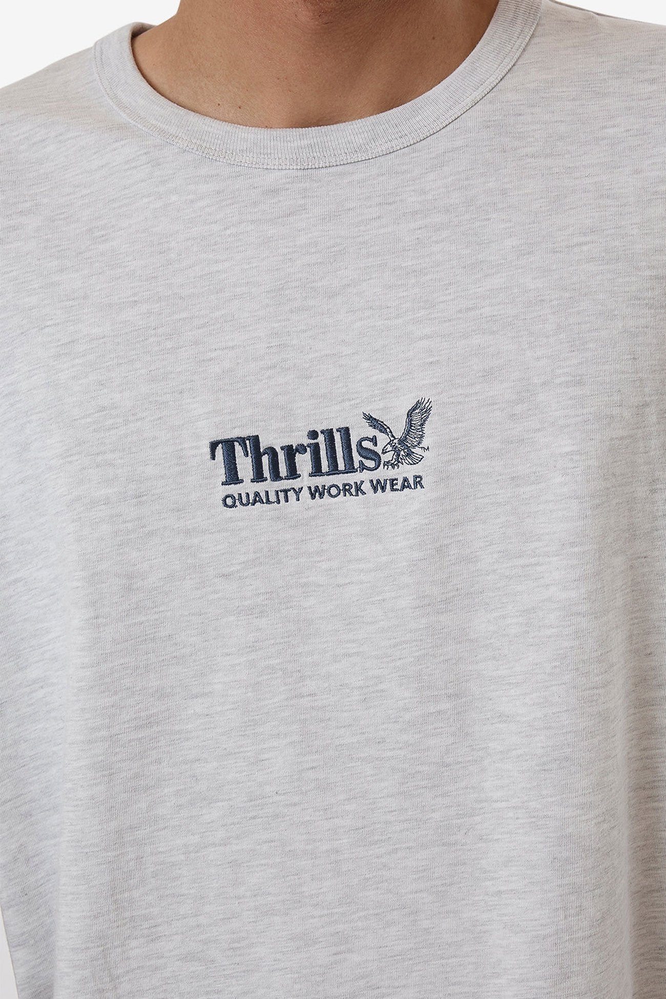 Thrills Workwear Embro Merch Fit Tee White Marle