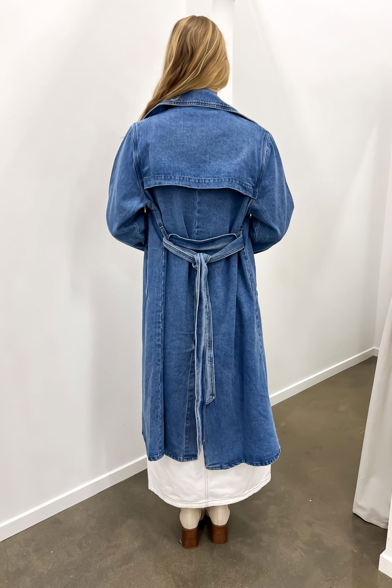 Tori Denim Trench Mid Blue