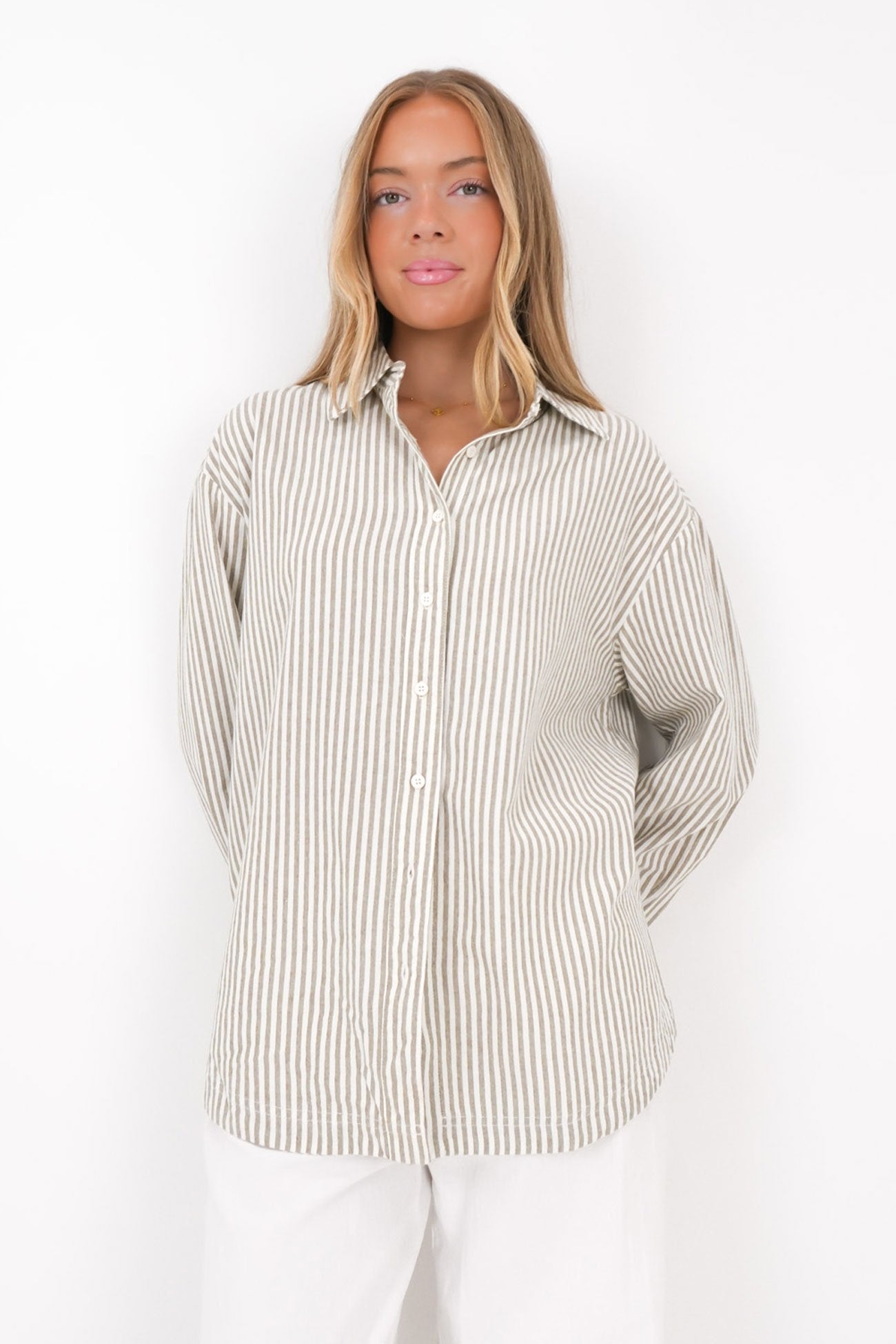 Valley Stripe Oversized Shirt Ivy