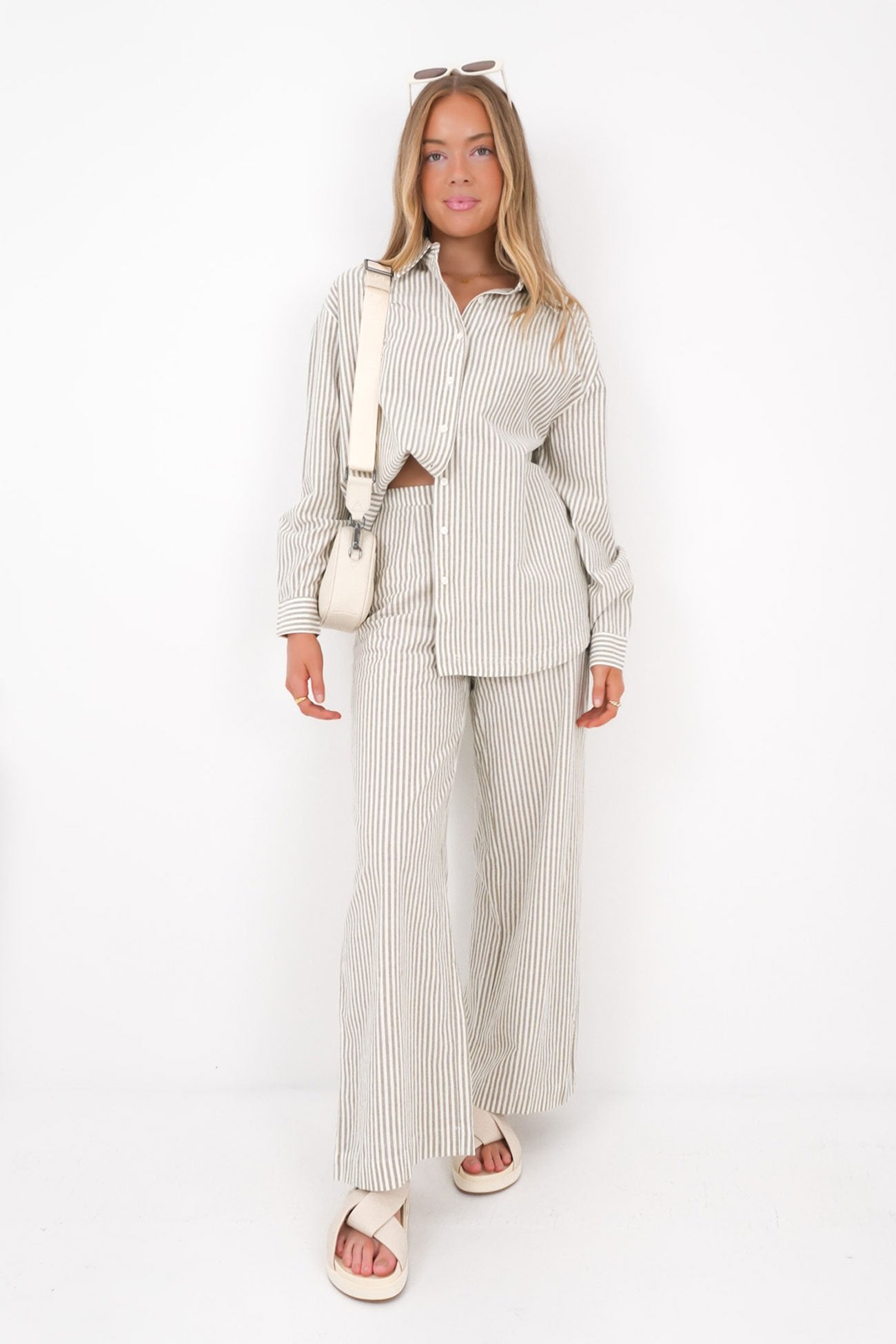 Valley Stripe Wide Leg Pant Ivy