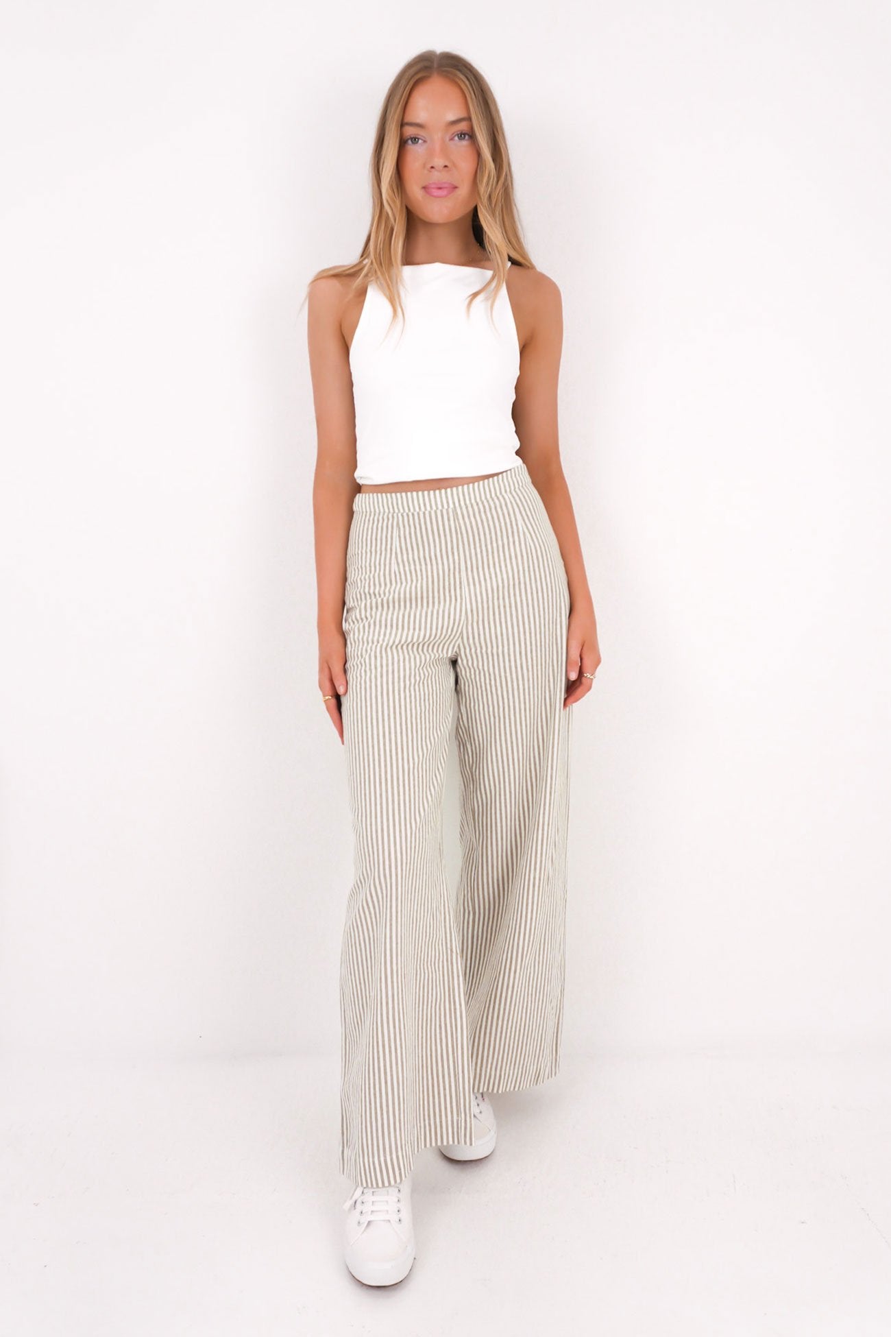 Valley Stripe Wide Leg Pant Ivy