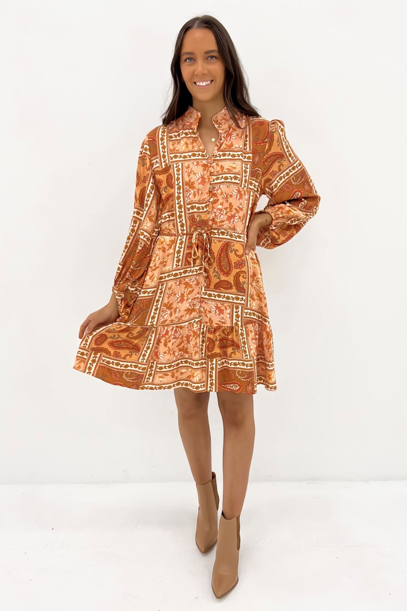 Vanessa Mini Dress Rust Hazel