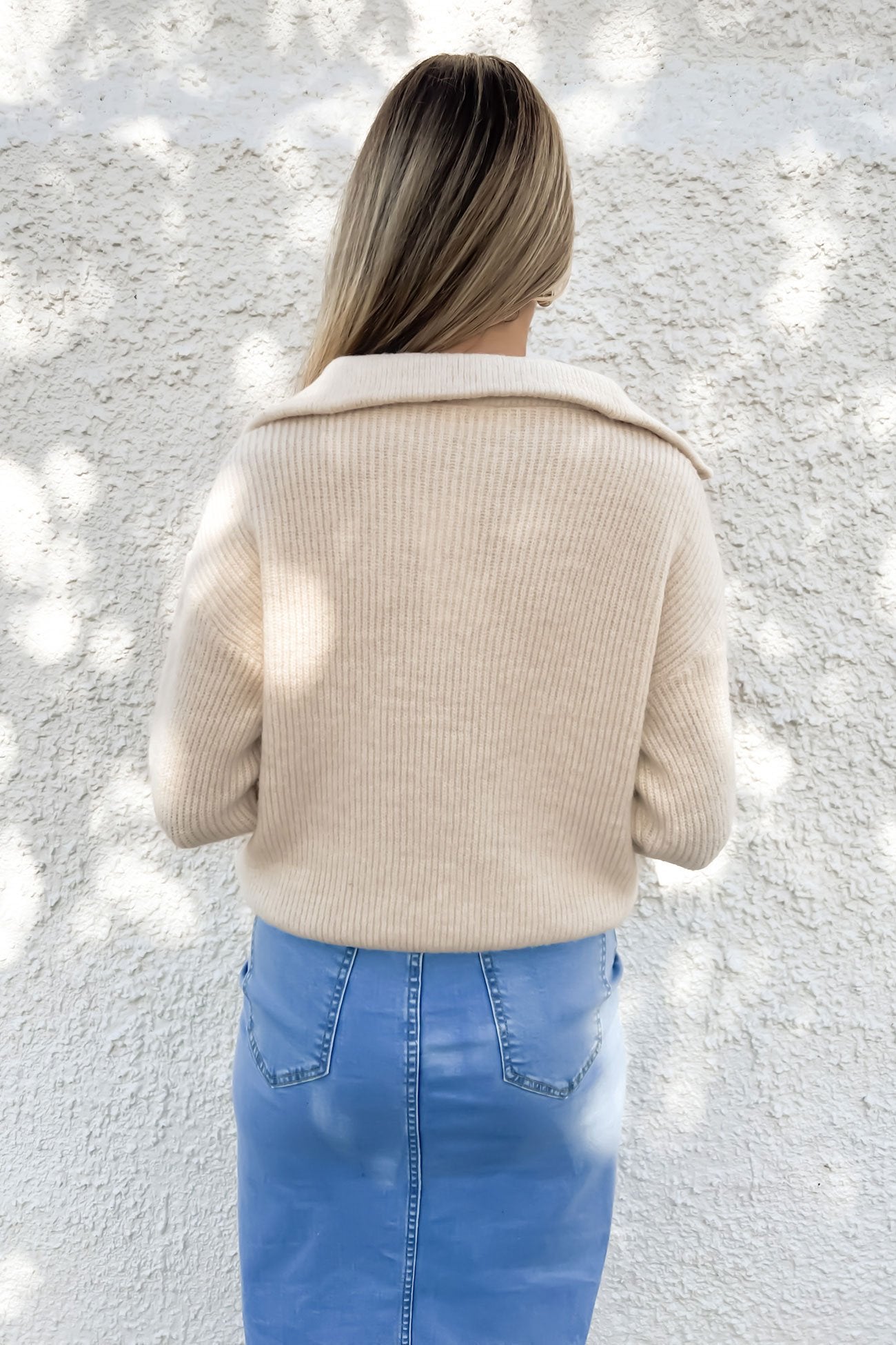 Victoria 1/4 Zip Knit Jumper Cream