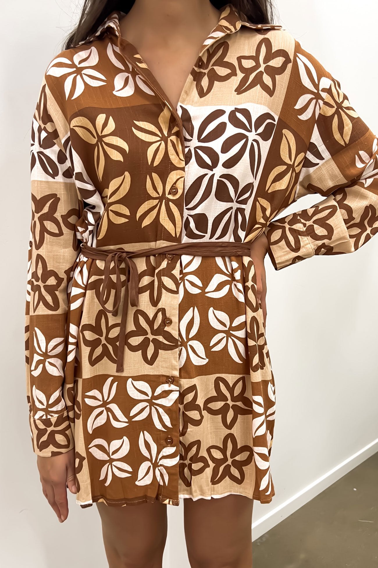 Zarah Mini Dress Brown Milan