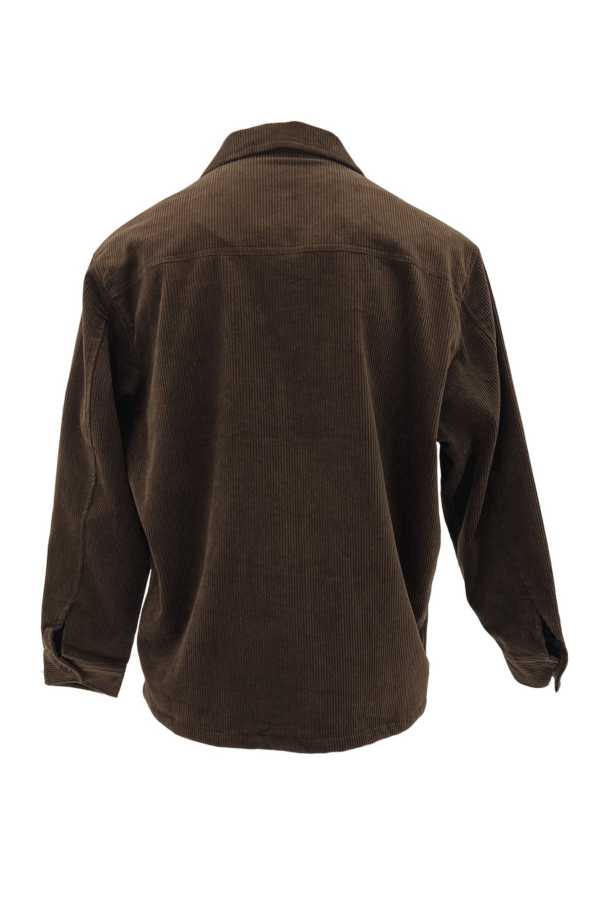 Zip Thru Long Sleeve Cord Shirt Brown