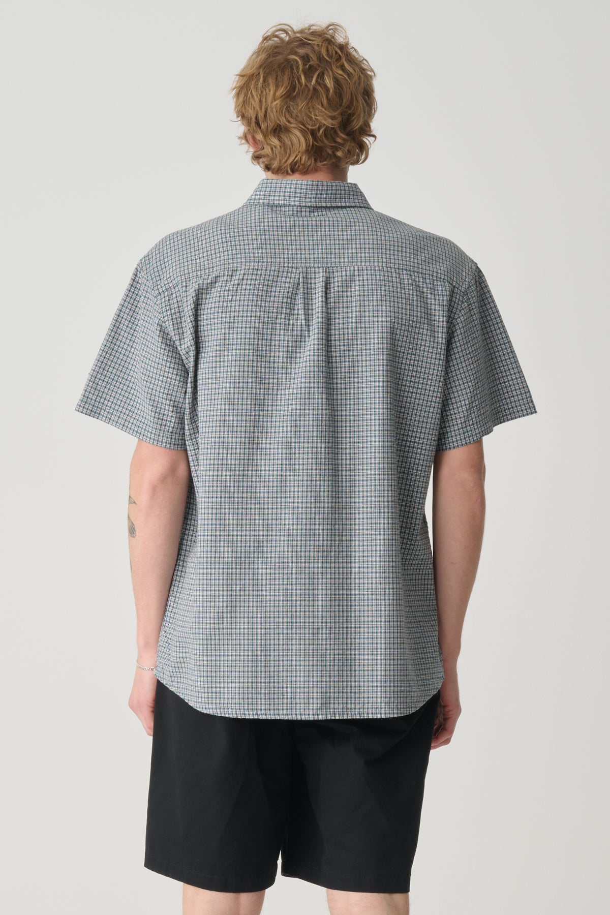 Oxford Classic Short Sleeve Shirt Pool Blue Check