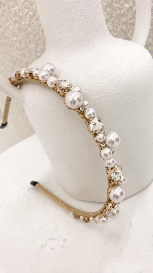 Naomi Pearl Headband Gold