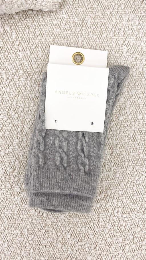 Leesa Cable Knit Sock Grey