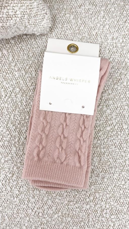 Leesa Cable Knit Sock Baby Pink