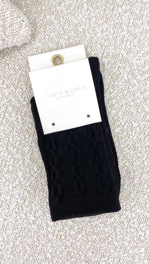 Leesa Cable Knit Sock Black