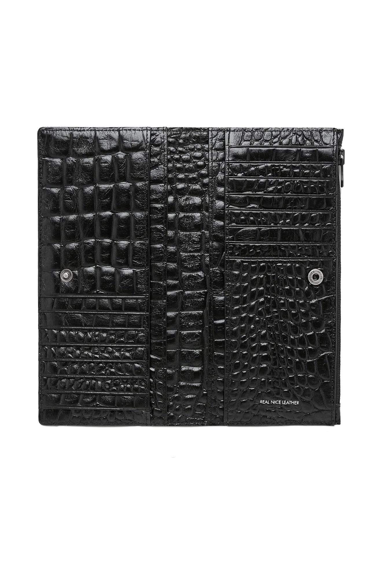 In The Beginning Wallet Black Croc Emboss