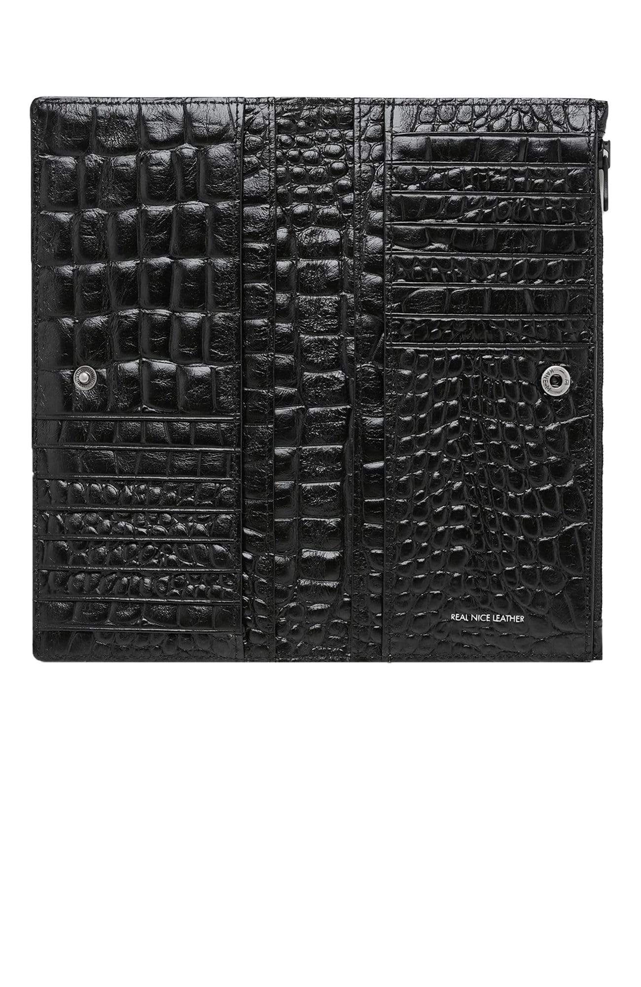 In The Beginning Wallet Black Croc Emboss